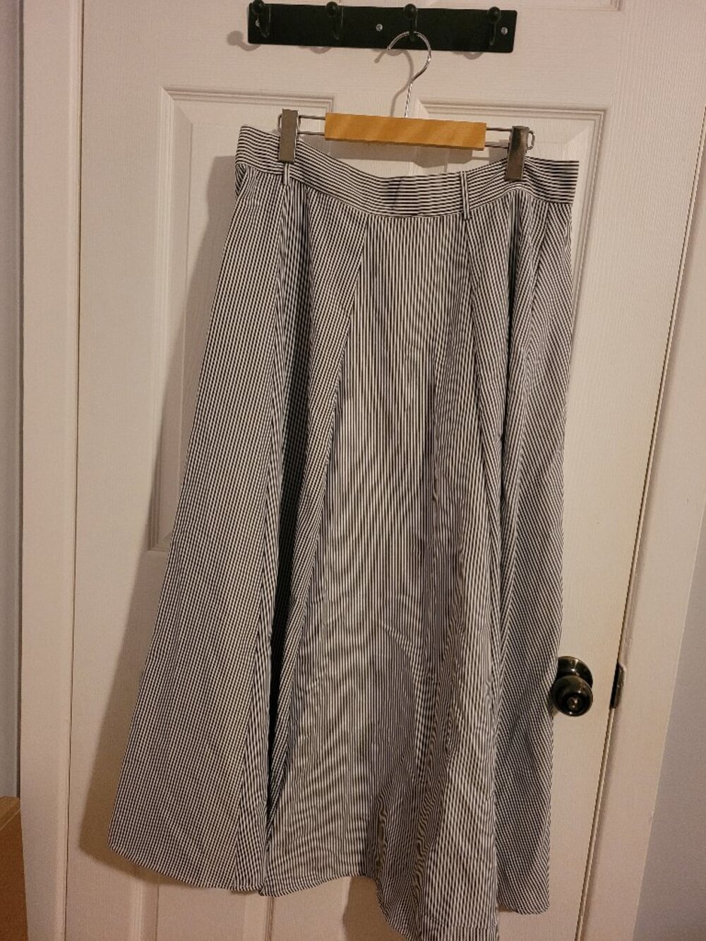 Handmade Blue White Striped Maxi Skirt W Pockets